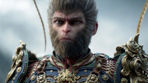 Black Myth Wukong Steam top seller: A close-up shot of the Sun Wukong-inspired main character of the game with a stern facial expression.