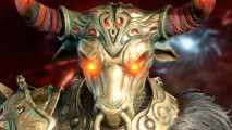 Diablo 4 devs say taking breaks is okay, but you won't want to miss Season 5 - A Barbarbian in the Brazen Horns helmet, shaped like a raging bull.