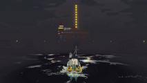 As if Dredge couldn't get any better, there's some slick new DLC: A small boat with candles for lights sails through a dark see towards a huge oil rig